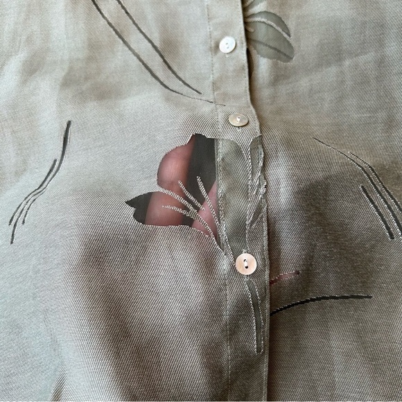 Vintage Banana Bay Resortwear Sheer Floral Pattern Button  Down Shirt - Picture 9 of 15